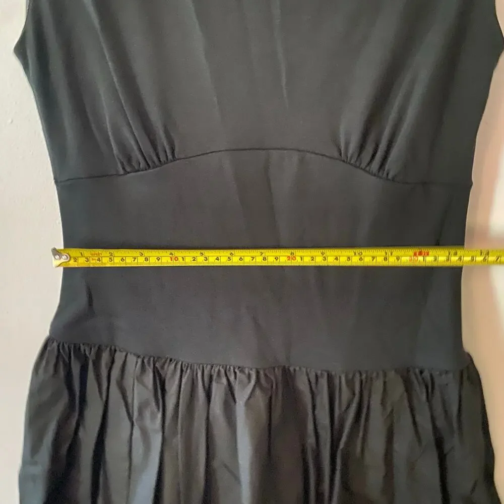J. Crew Black Drop Waist Balloon Mini Dress Minimalist Glam Women's size Small